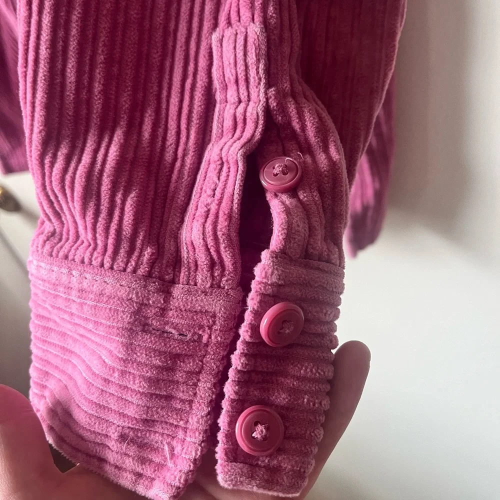 Vintage Croft and Barrow Women’s Oversized Corduroy Shacket Shirt Jacket Pink XL - Picture 4 of 6